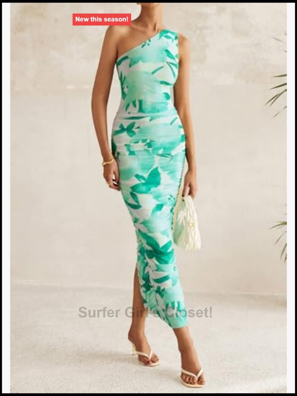 One Shoulder Ruched Maxi Bodycon Dress Mesh Sleeveless - Picture 4 of 7